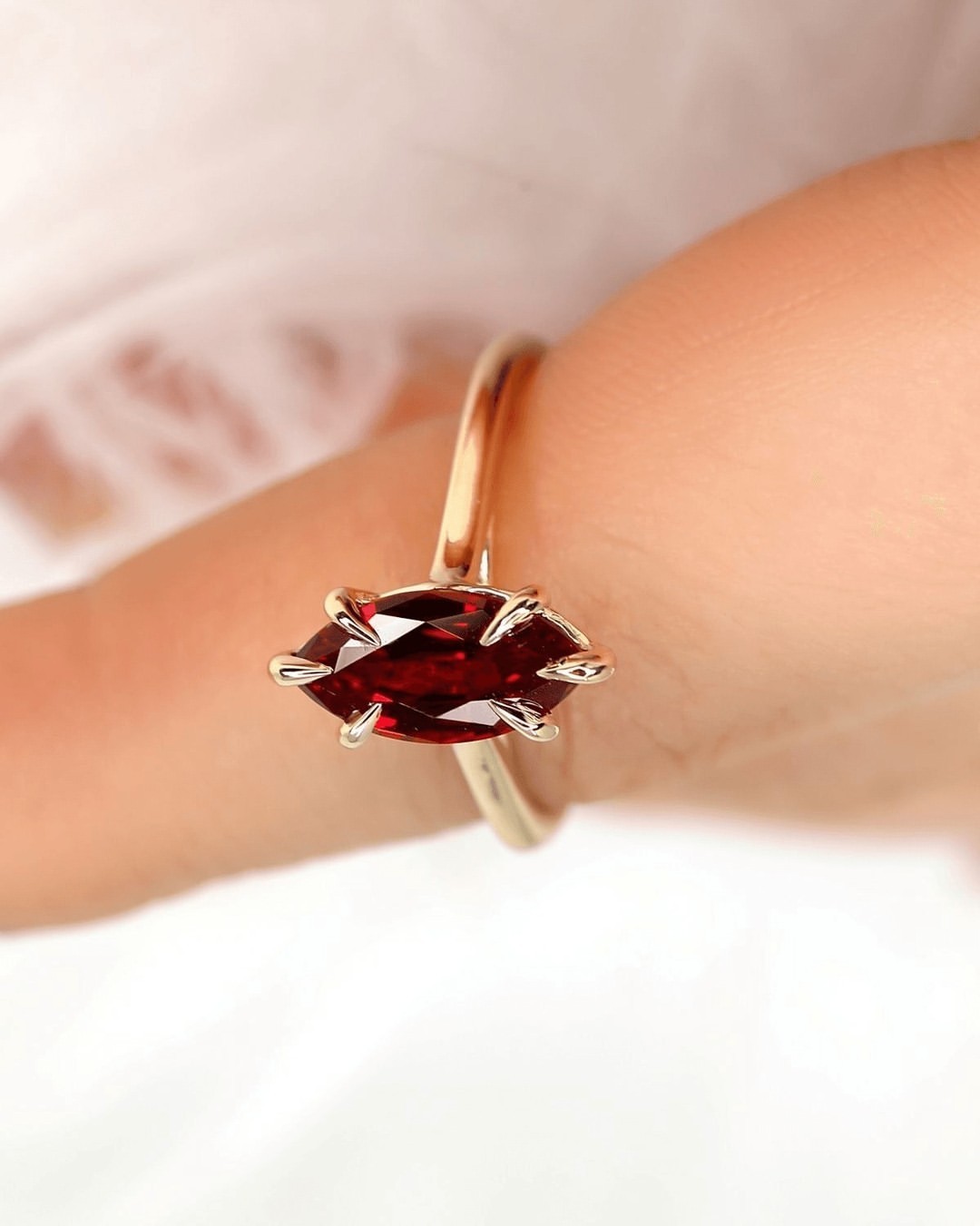 6.50 Ct Marquise Cut Natural Ruby & Engagement Ring Solid 14K Yellow Gold 6 7