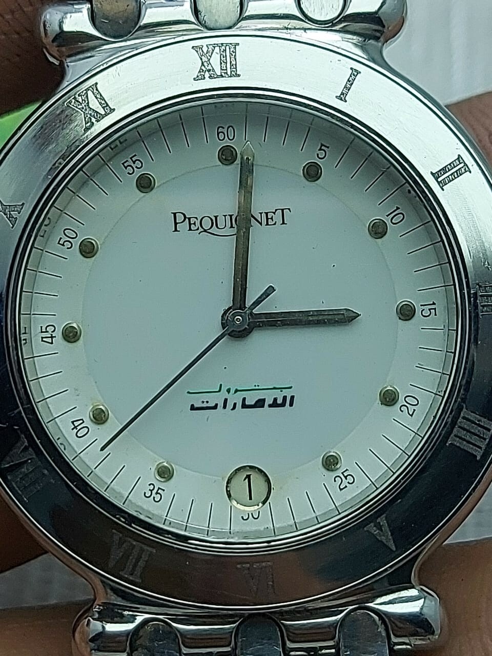 Pequignet Watch U.A.E Gifted Dial All Steel Mens Quartz 37mm Sapphire Crys Swiss