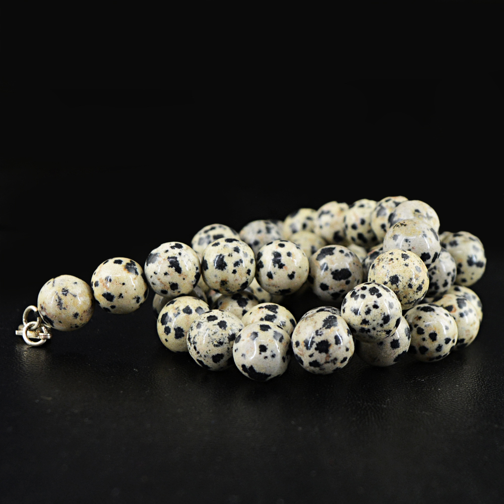 TOP 436.00 CTS NATURAL UNTREATED DALMATIAN JASPER ROUND SHAPE BEADS NECKLACE