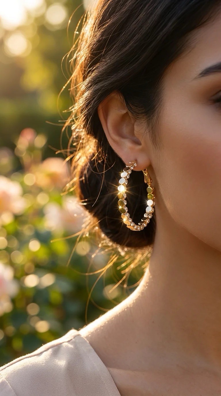 Women HOOPS Gold Color Earrings Daily Wear Or Party Wear