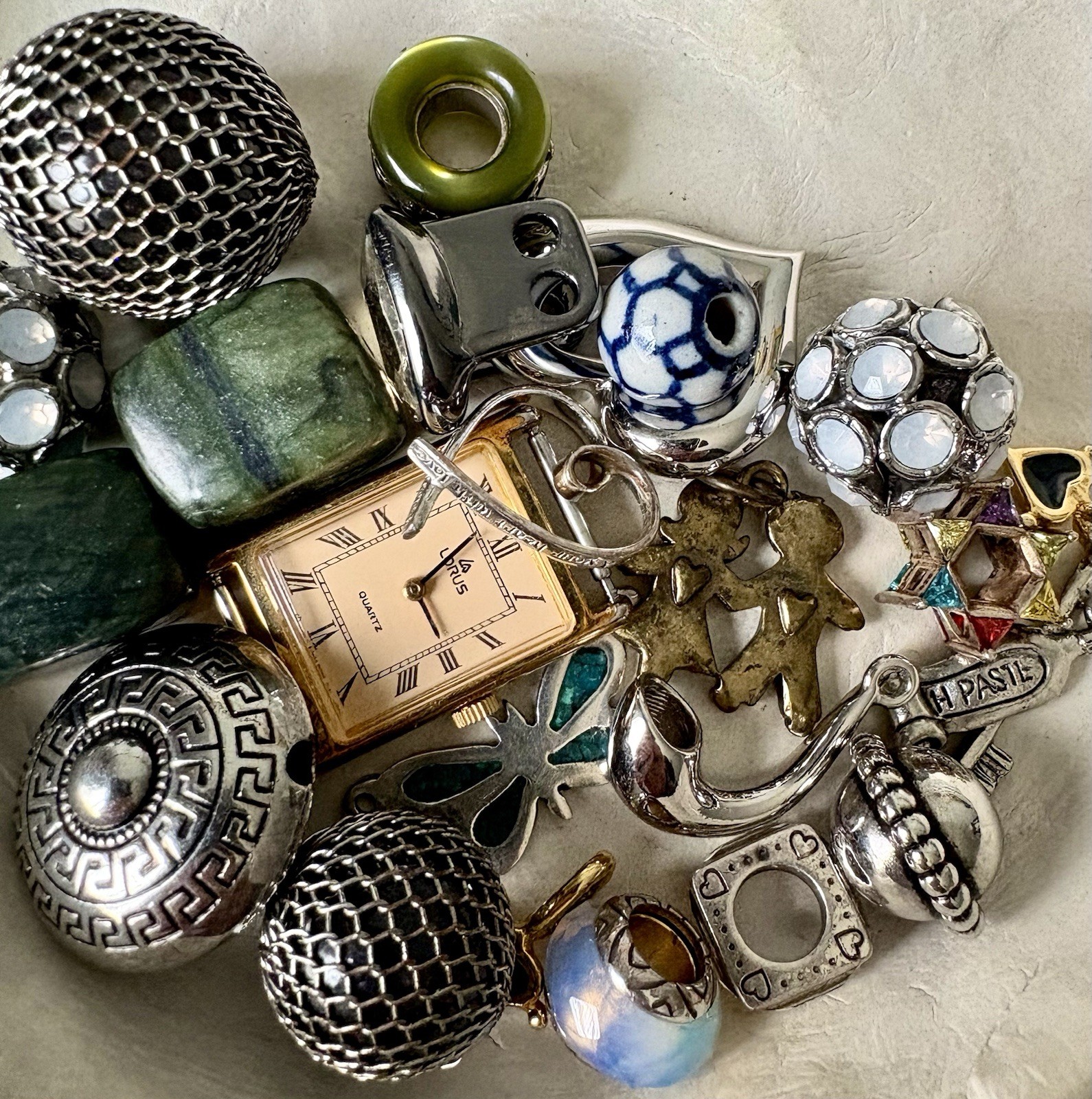 50+ pcs Vintage/Scrap Lot of Pendants Charms and Beads for Crafts Jewelry Making