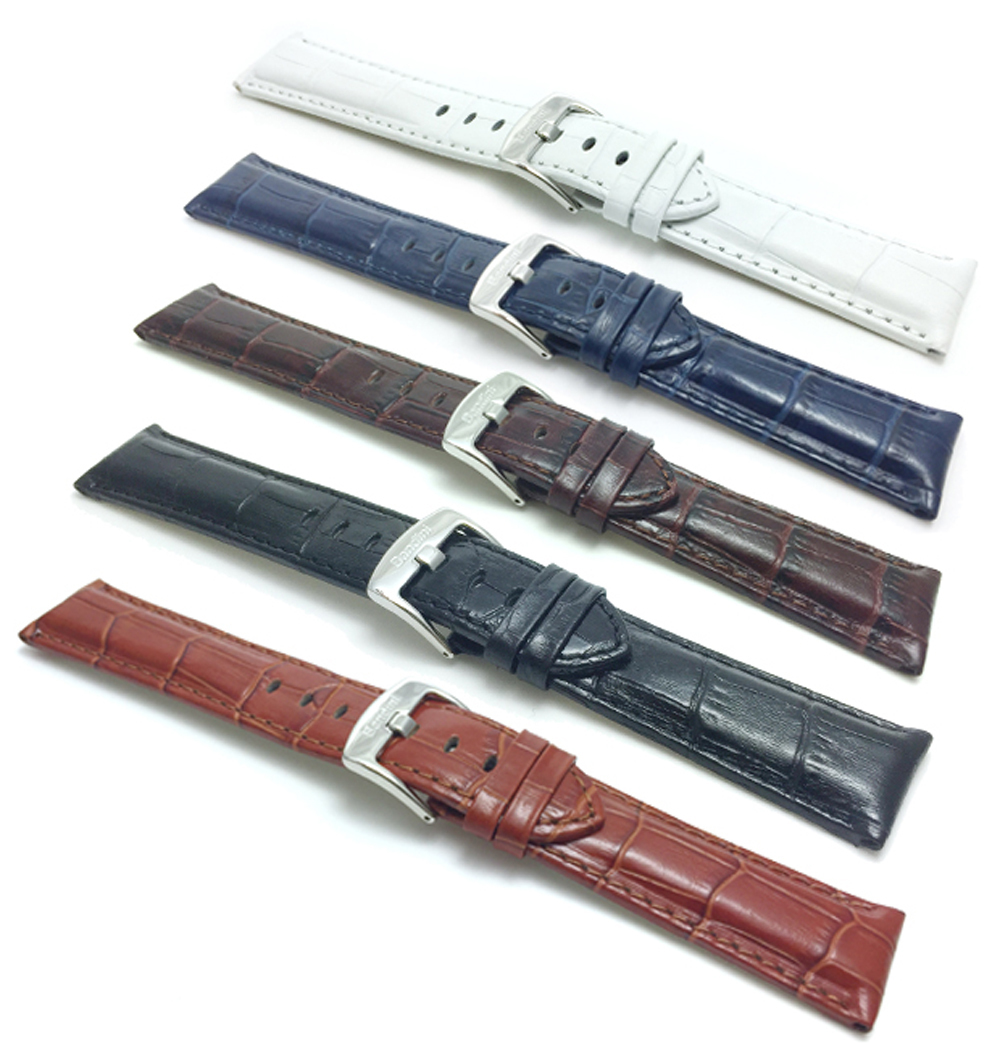 18-30mm XL Leather Watch Band Strap, Comes in Black, White, Blue, Brown, Tan