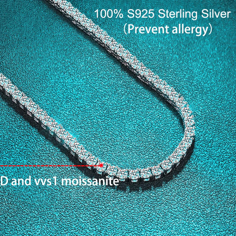 2.5-6.5Mm Full Moissanite Tennis Necklace for Women Sparkling Diamond Pendant 92