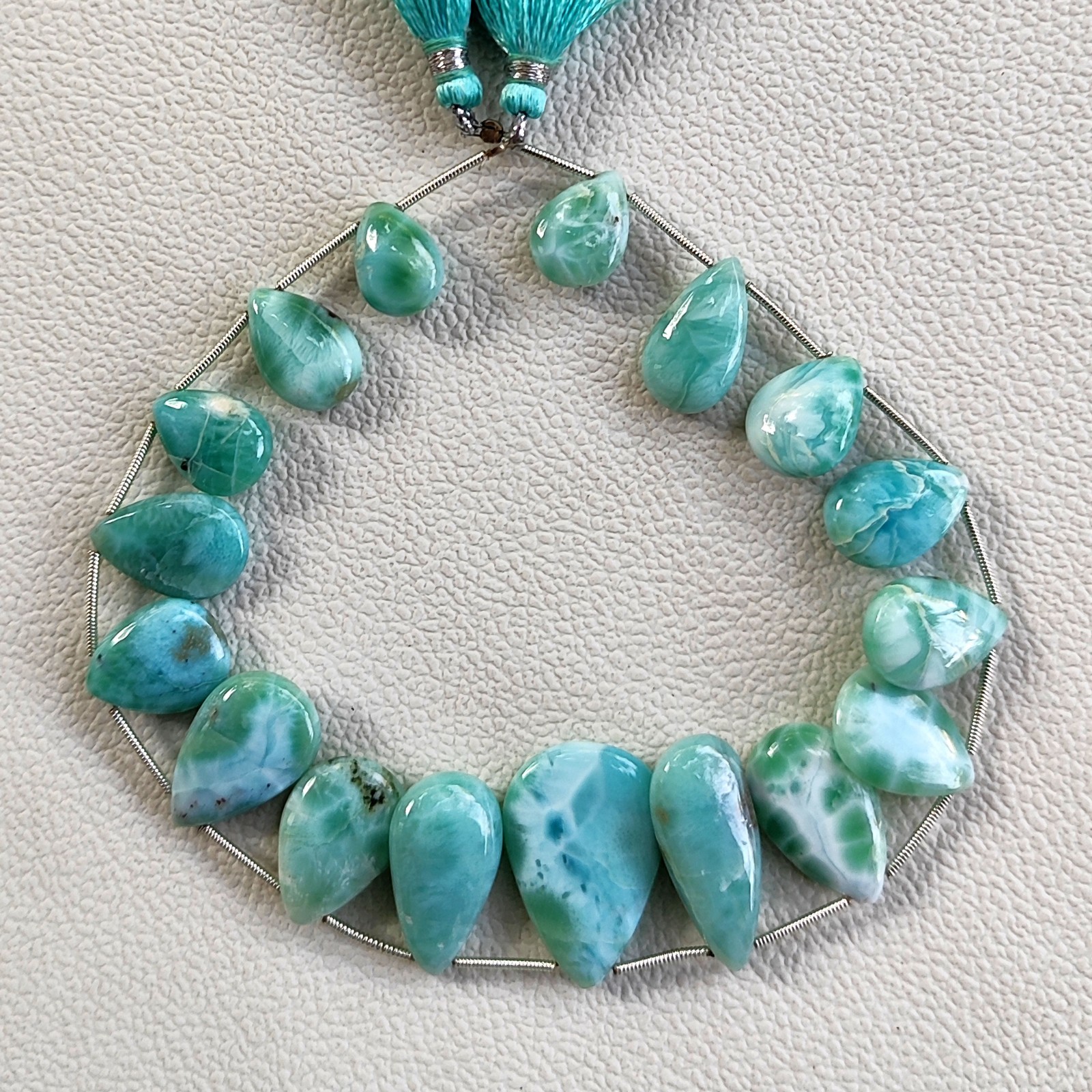 Larimar Gems Pear Shape 14×10 to 26x18mm Big Size Beads 10.5″ Strand
