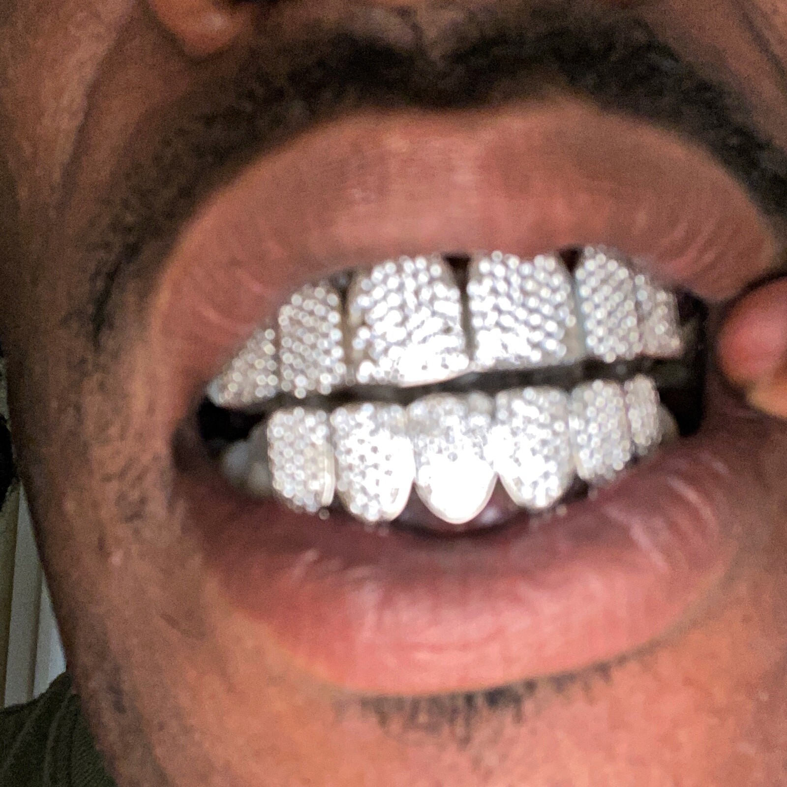 Men’s Real 925 Silver Grillz White Iced Micro Pave CZ Flooded Out Teeth Grills