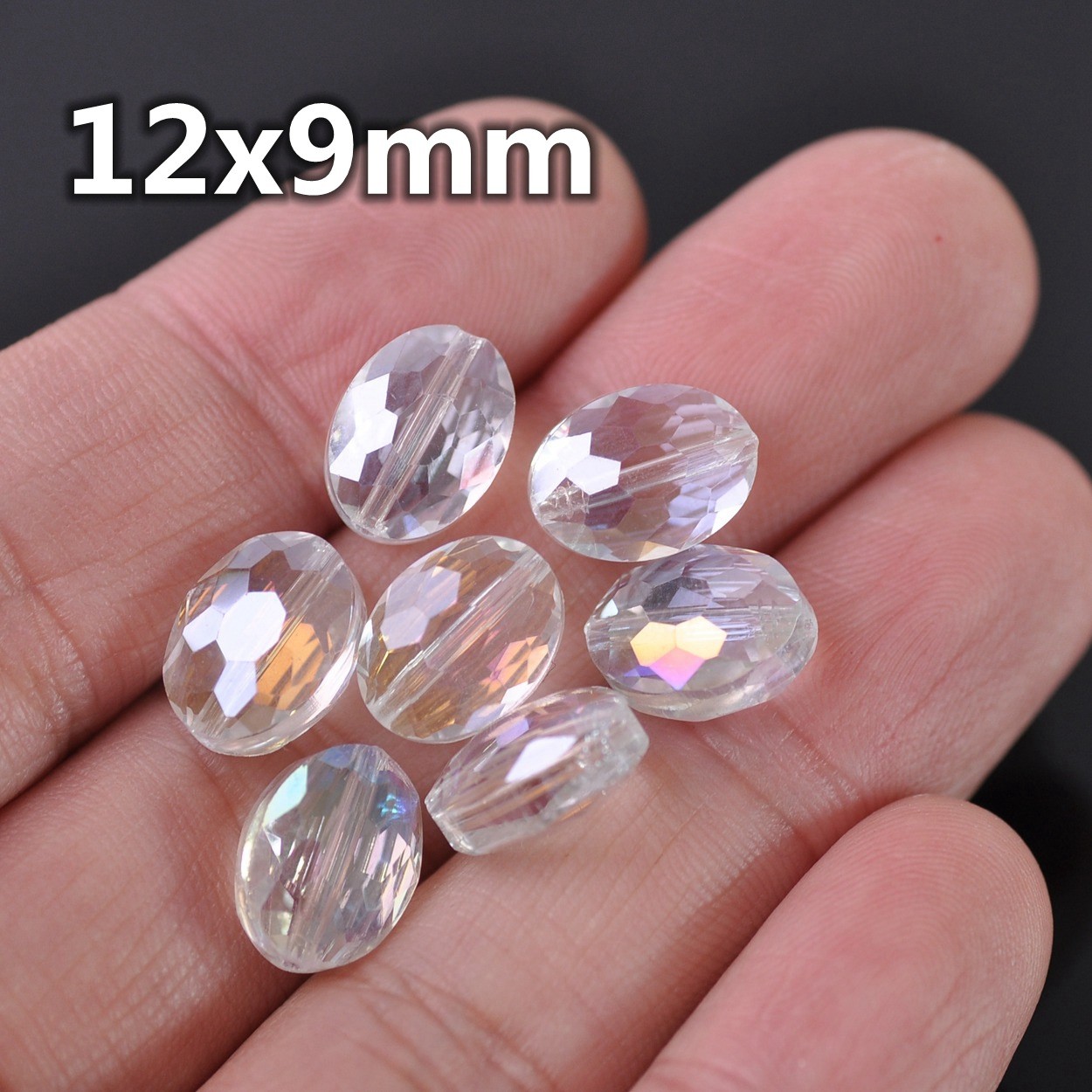 10pcs Oval Faceted 12x9mm 16x12mm 20x16mm Colorful Crystal Glass Loose Beads Lot