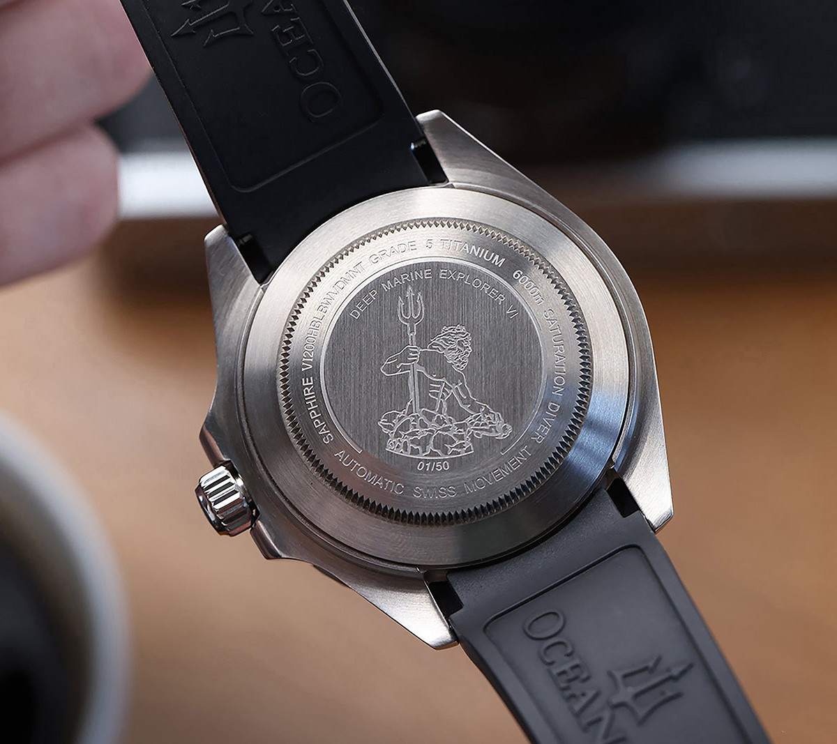 Oceaneva 6000m Grade 5 Titanium AUTOMATIC Watch SWISS MOVEMENT Black