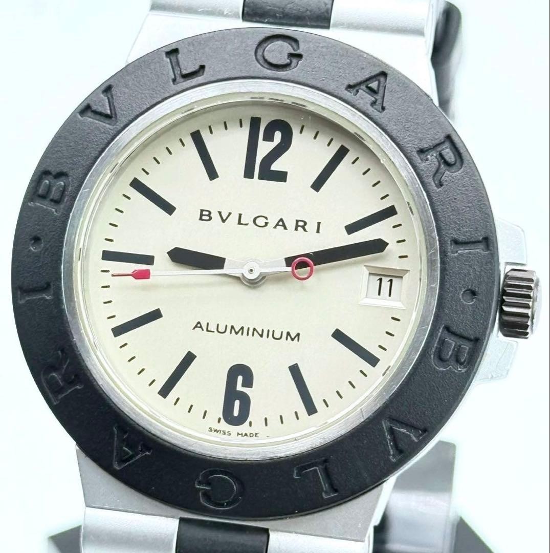 Bvlgari AL38A Automatic Aluminum Men’s Watch White Date Japan 0711936