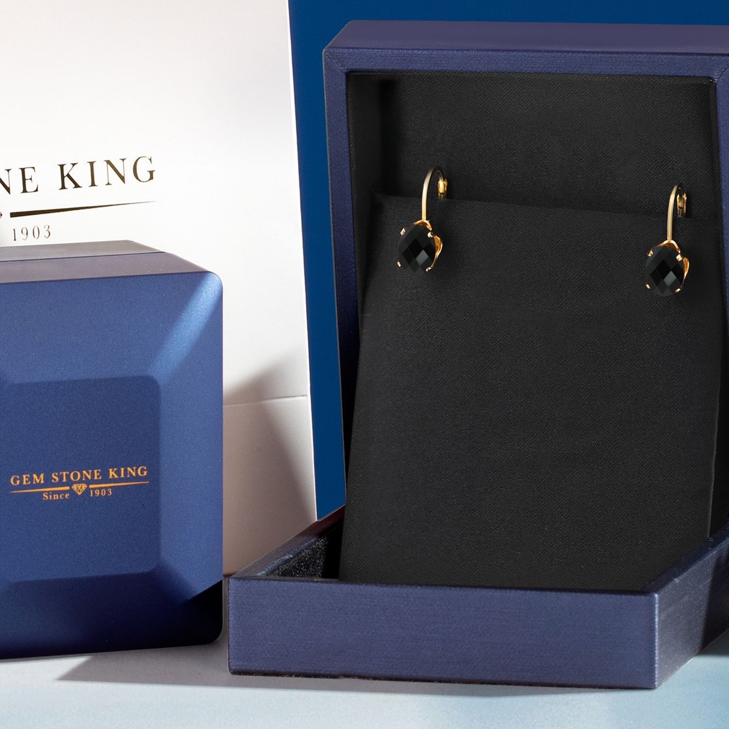 18K Yellow Gold Plated Silver Onyx Earrings for WomenWomen | 3.20 Cttw |