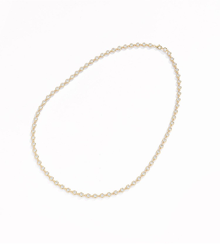3-4mm Moissanite Tennis Chain Necklace Sweater neck chain 925 Sterling Silver