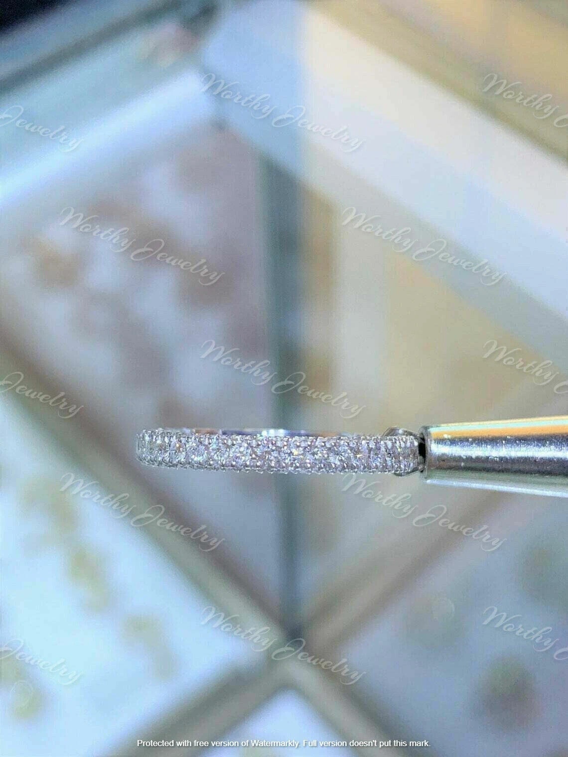 1Ct Lab Created Diamond Half Eternity Wedding Band Ring 14K White Gold Over