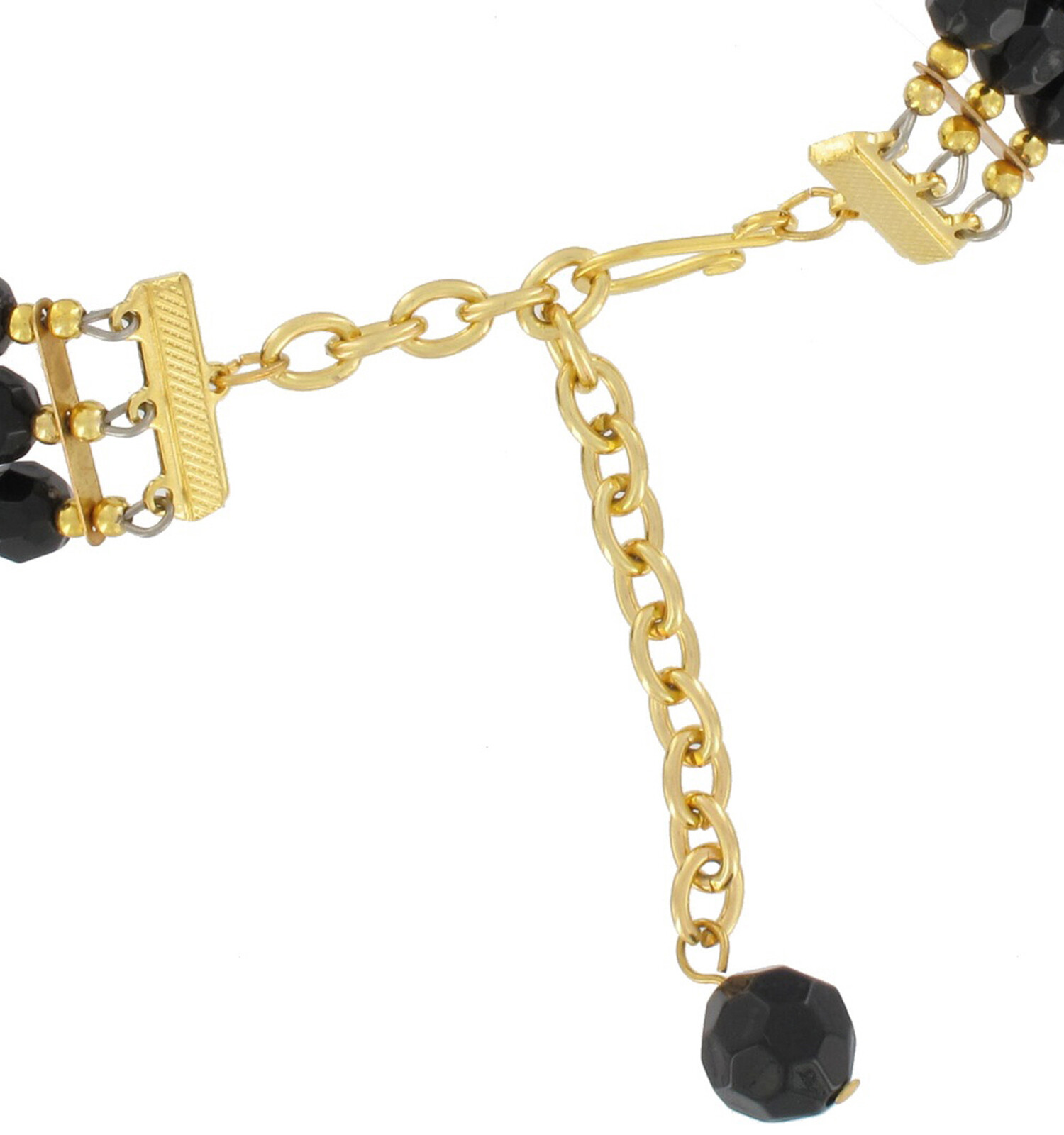 Multi Strand Faceted Black Beaded Adjustable Choker Necklace For Women 14-17″