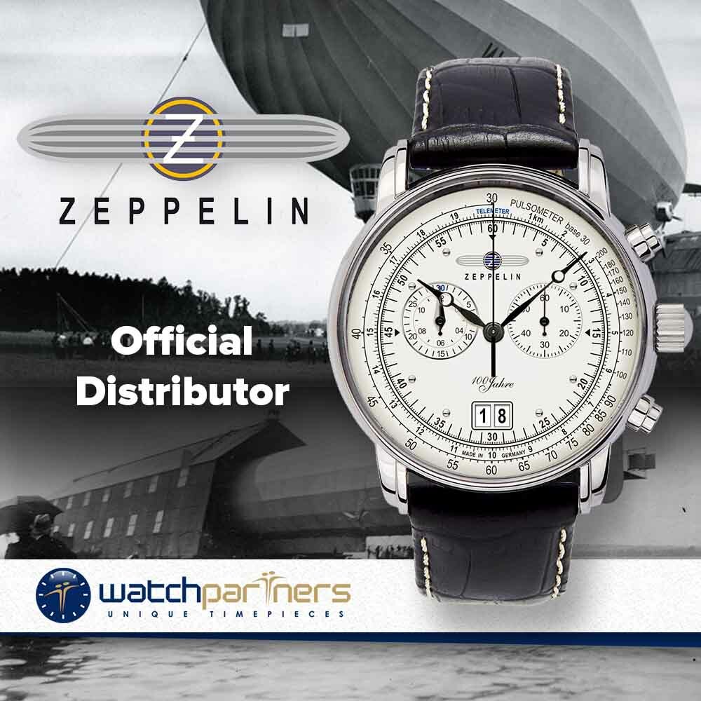 Zeppelin 100 Years Quartz watch 12 Hour Totalizer Big date Silver dial 7690-1