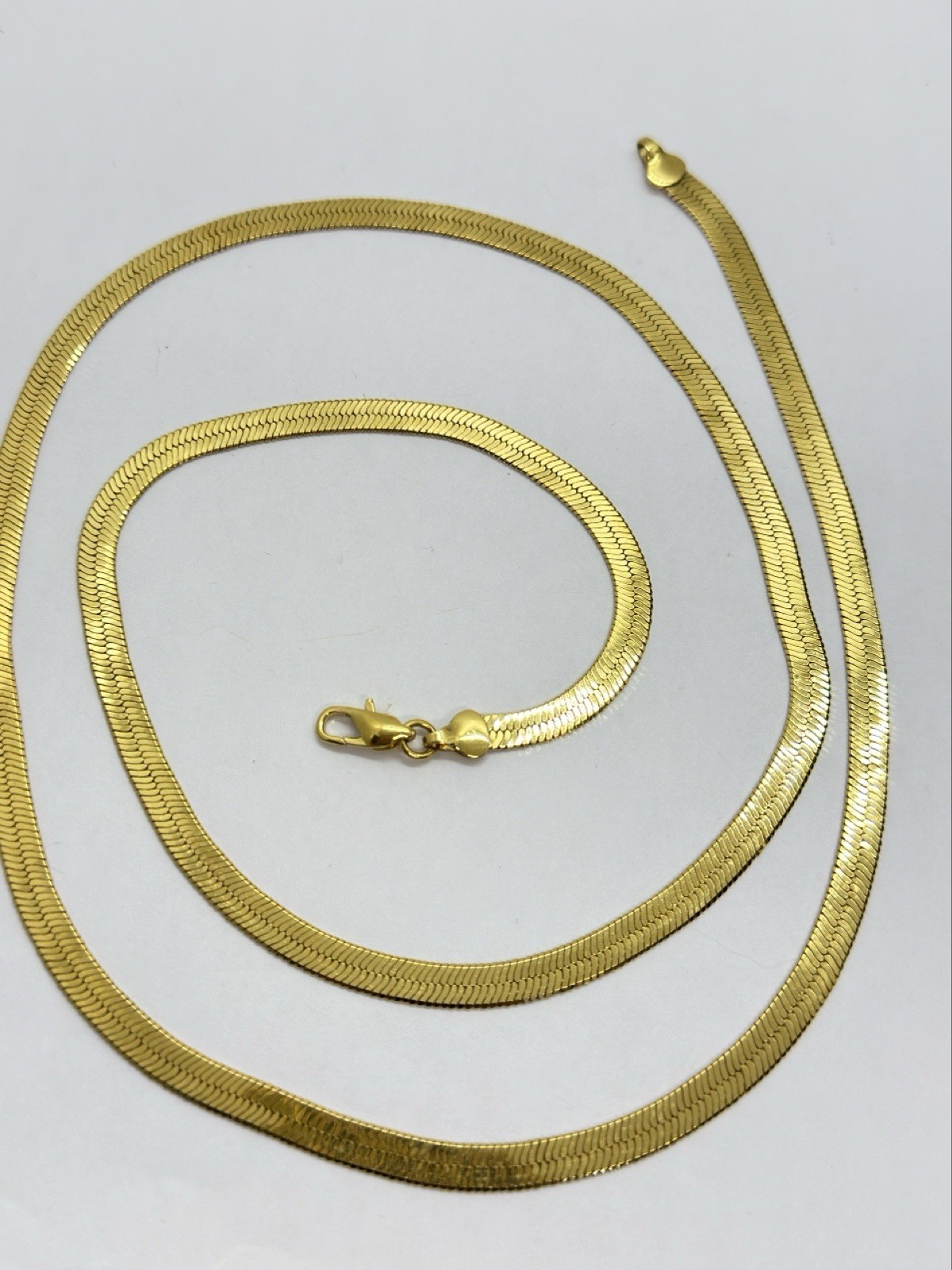 Herringbone Flat Gold Tone Chain Necklace 30″ 5mm