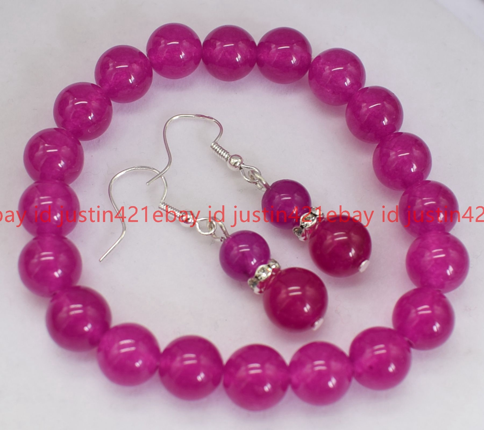 8/10/12/14mm Natural Multicolor Gems Round Beads Stretch Bracelet Earrings 7.5″