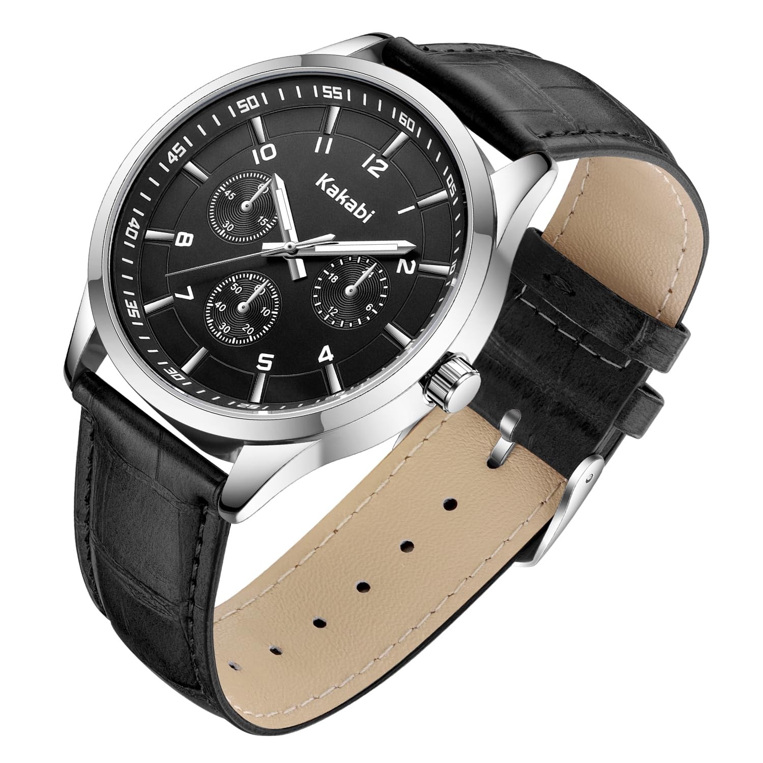 Kakabi Watches for Men, 45mm Large Face Business Casual K7602S-AllBlack
