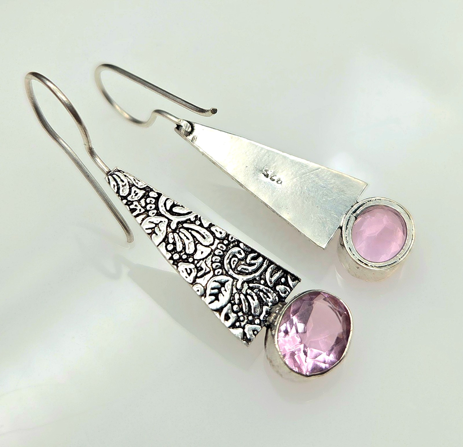 Natural Morganite Gemstone 925 Sterling Silver Jewelry Pink Dangle Earrings BX