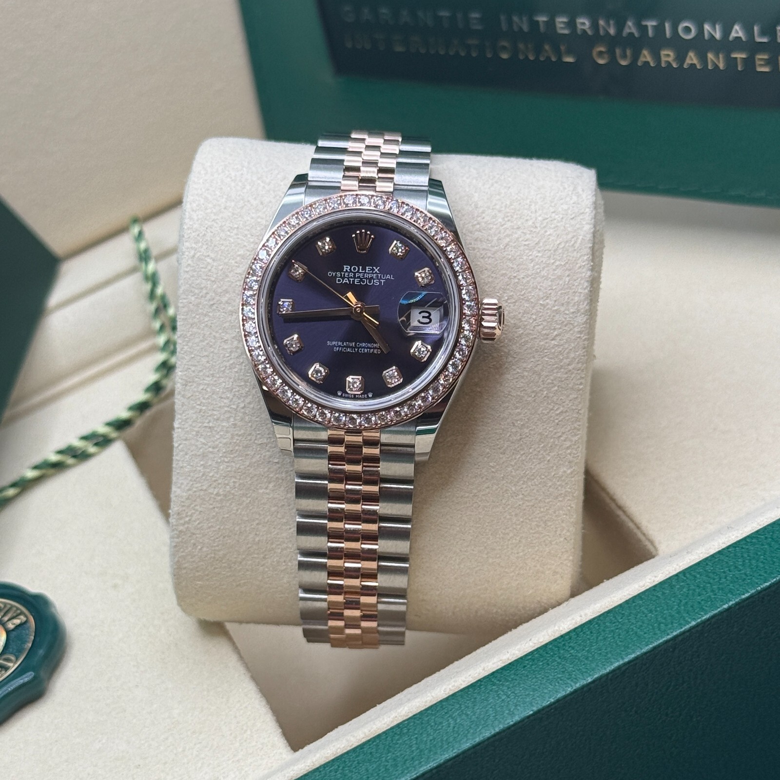 Rolex Lady-Datejust NEW 2025 Purple Diamond Dial Diamond Bezel Two Tone Rose
