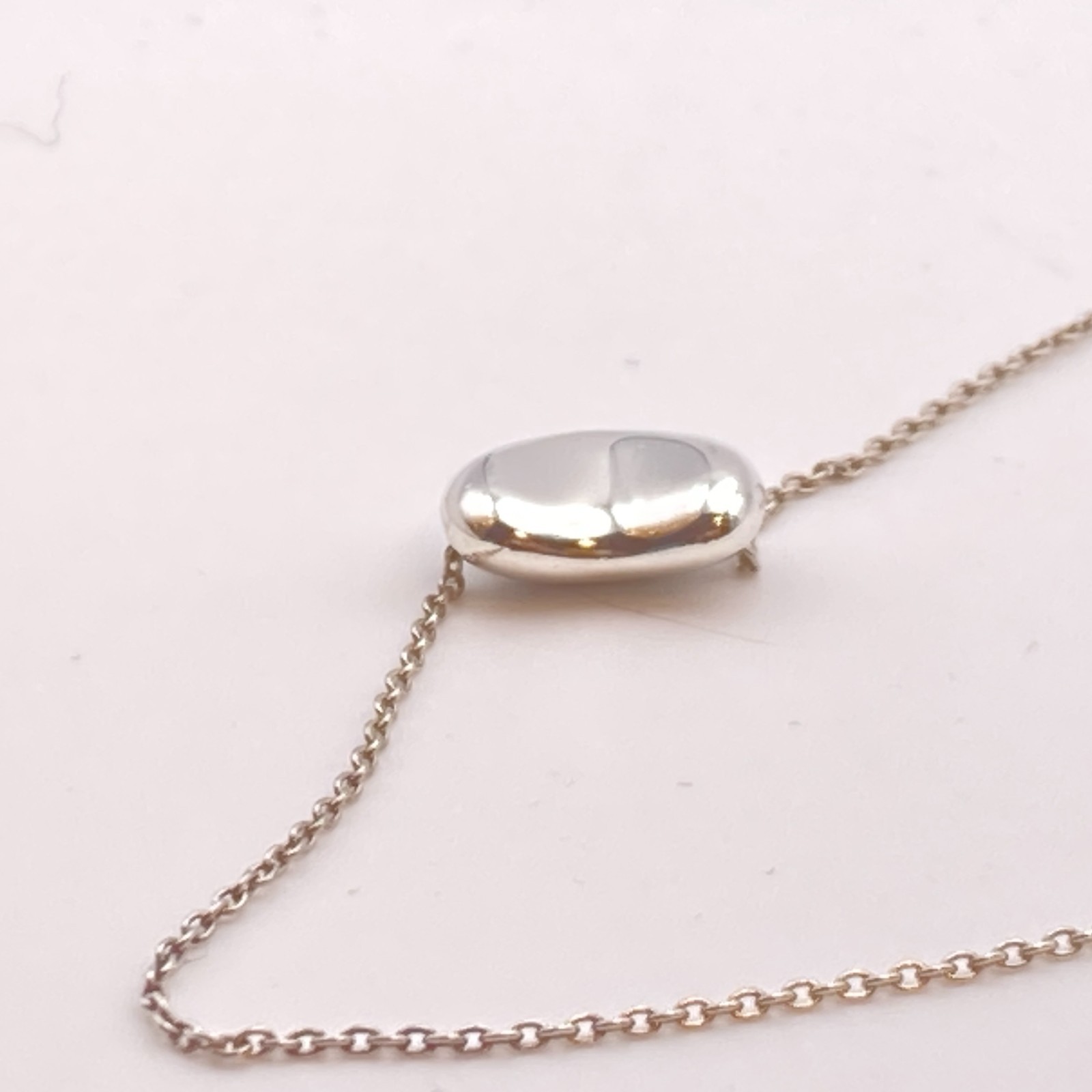 Tiffany & Co. 11mm Bean Pendant Necklace 16″ Silver 3.0g