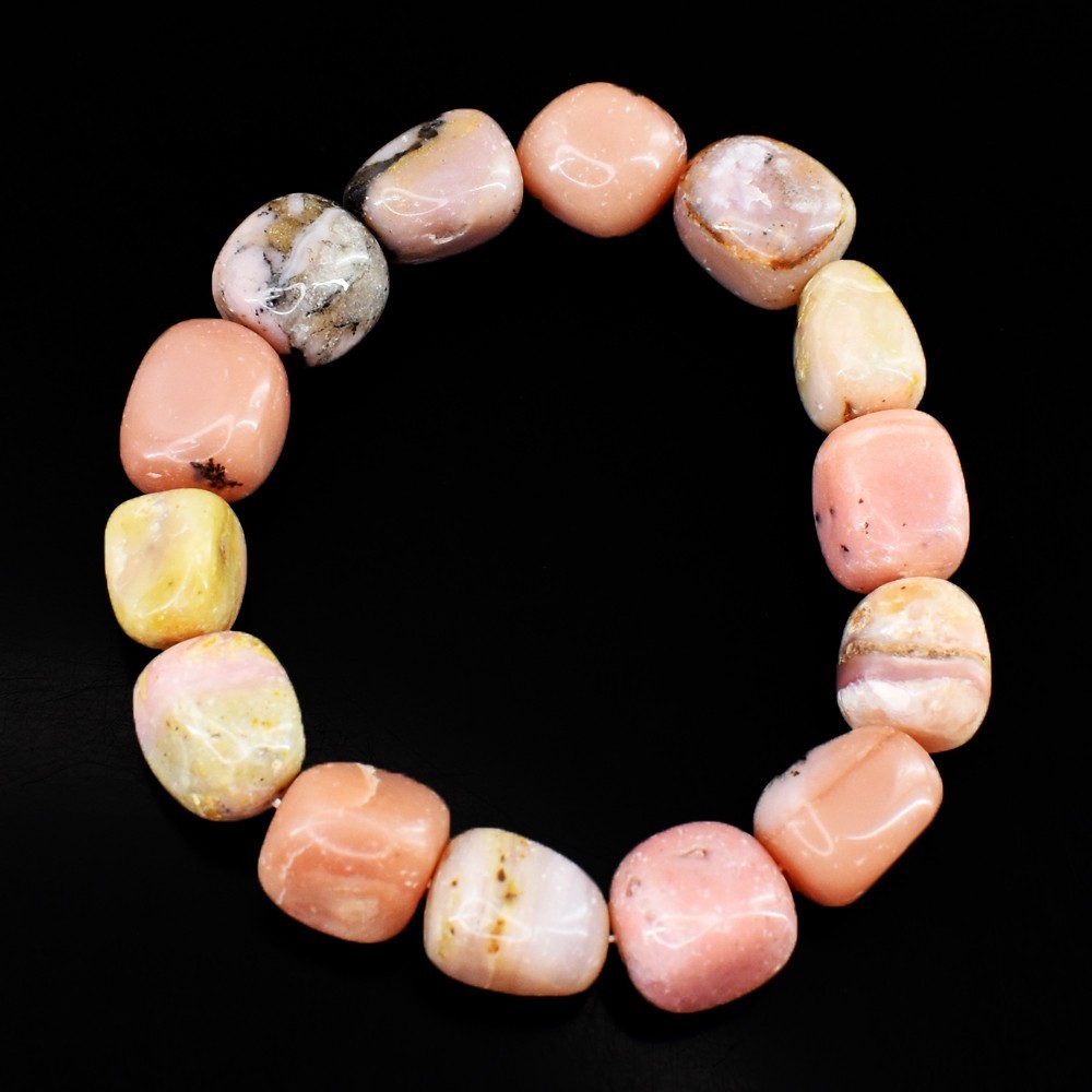 Dazzling Pink Australian Opal 248.00 Cts Stretchable Bracelet Beaded VK 45 AZ6