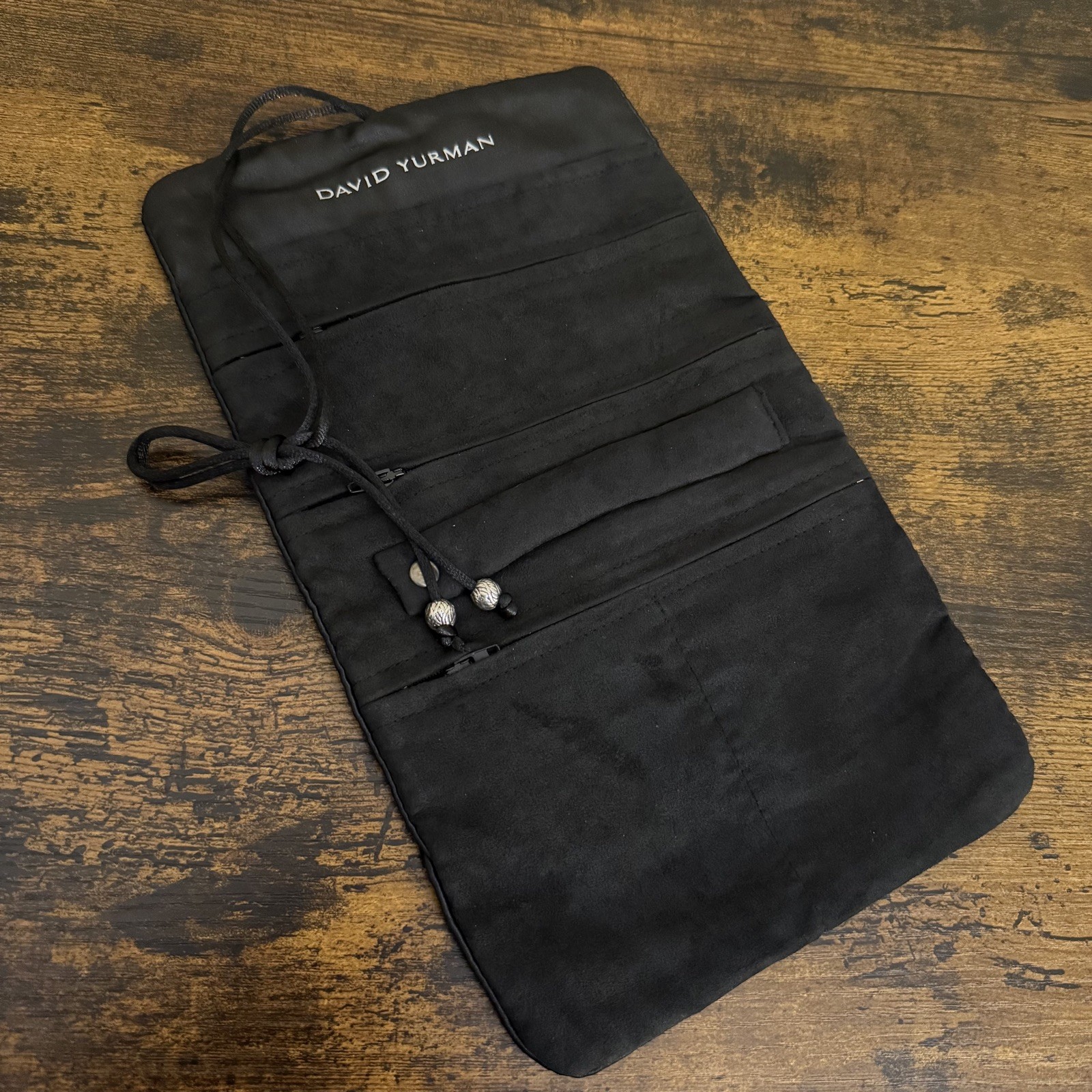 David Yurman Black Velvet Jewelry Travel Roll Bag Organizer