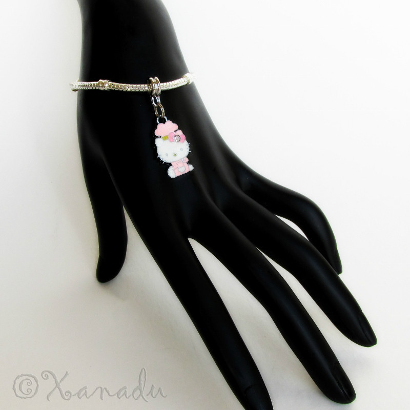 Pink Hello Kitty Chef European Charm Bead For Charm Bracelets And Necklaces