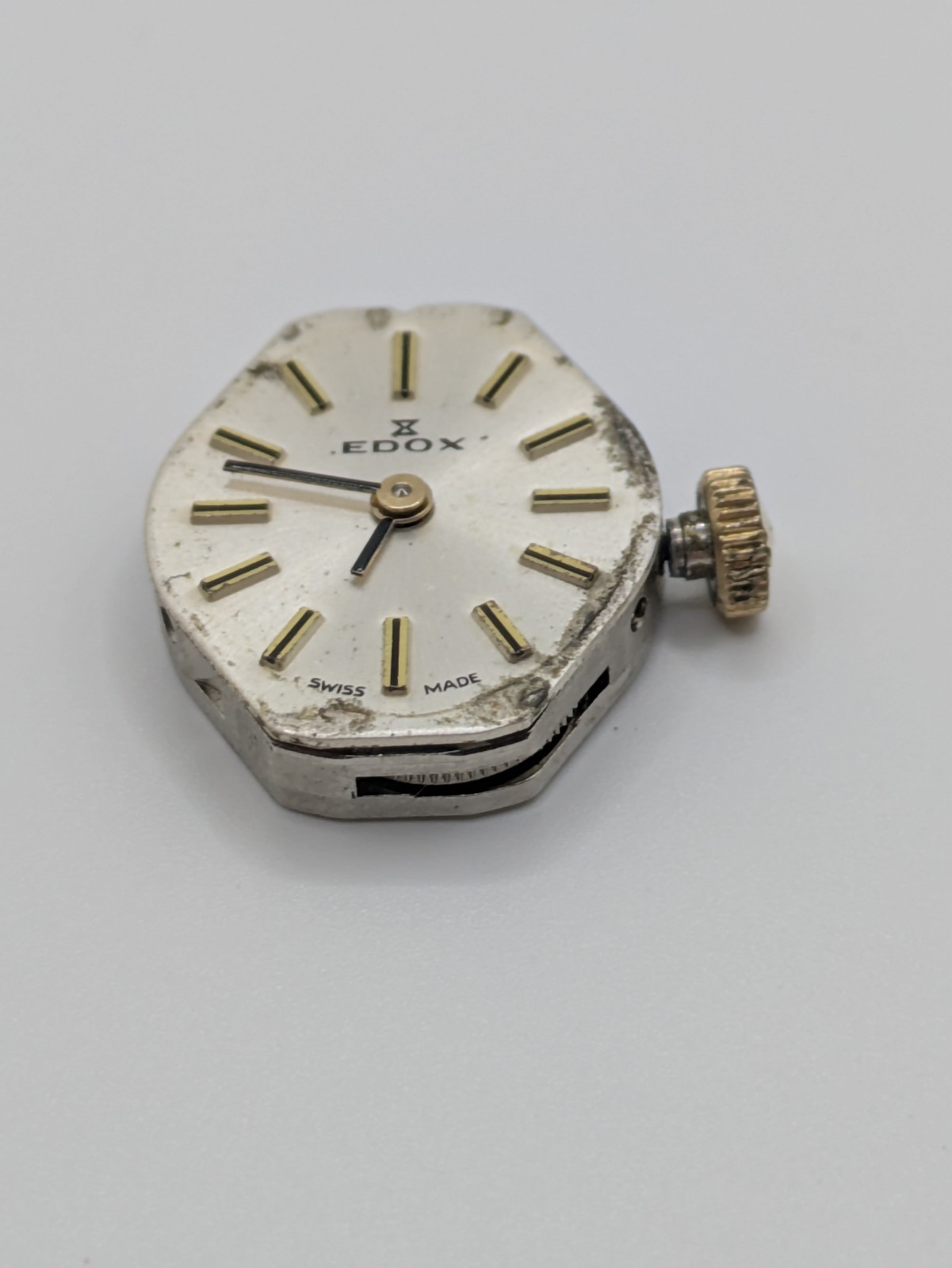 FHF ST 69-21 Edox Manual Wind Watch Movement Dial 17 Jewels Swiss 18.6mm