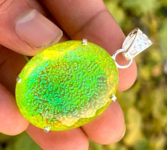 105 Ct+ Natural Oval Monarch Fire Opal Doublet 925 Solid Silver Pendant Gemstone
