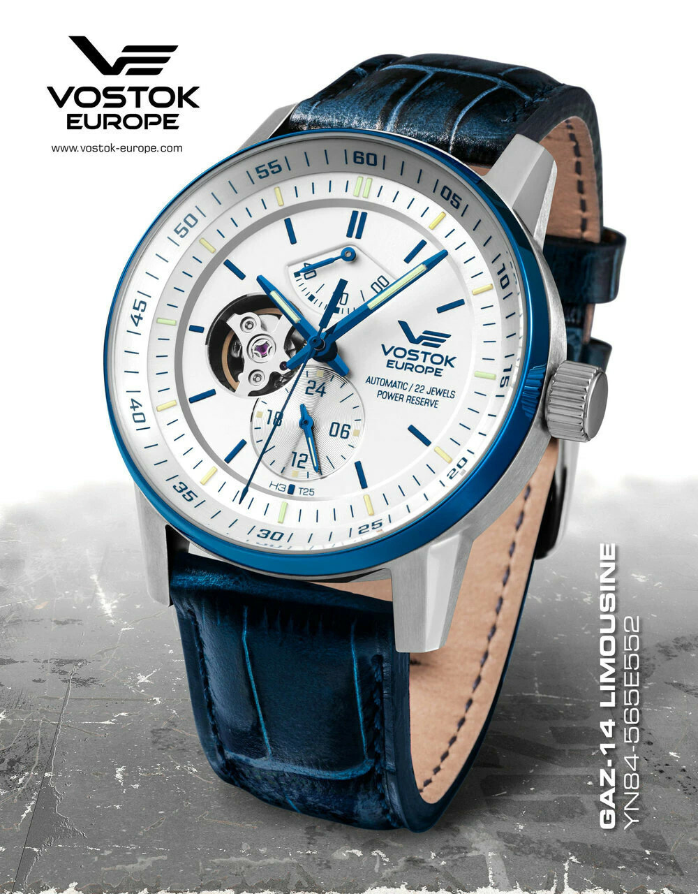 NEW Vostok-Europe Gaz-14 Limousine Open Heart Tritium Auto Watch YN84/565E552 US