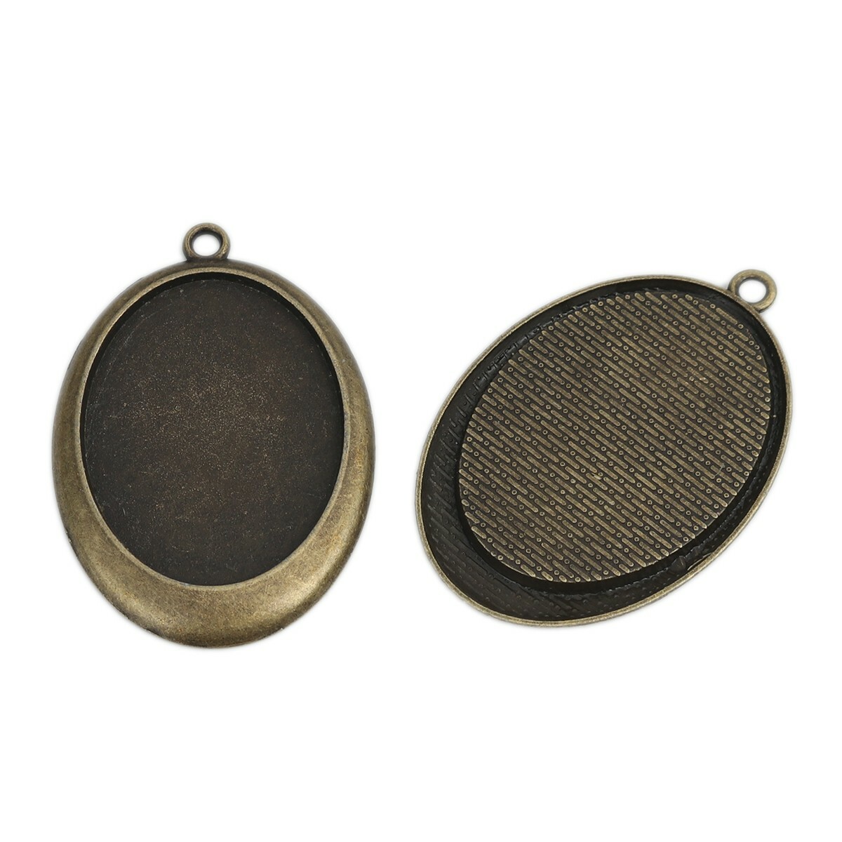 10pc Cabochon Base Pendant Setting Antique Bronze Color Fits 4cm x 3cm Resin