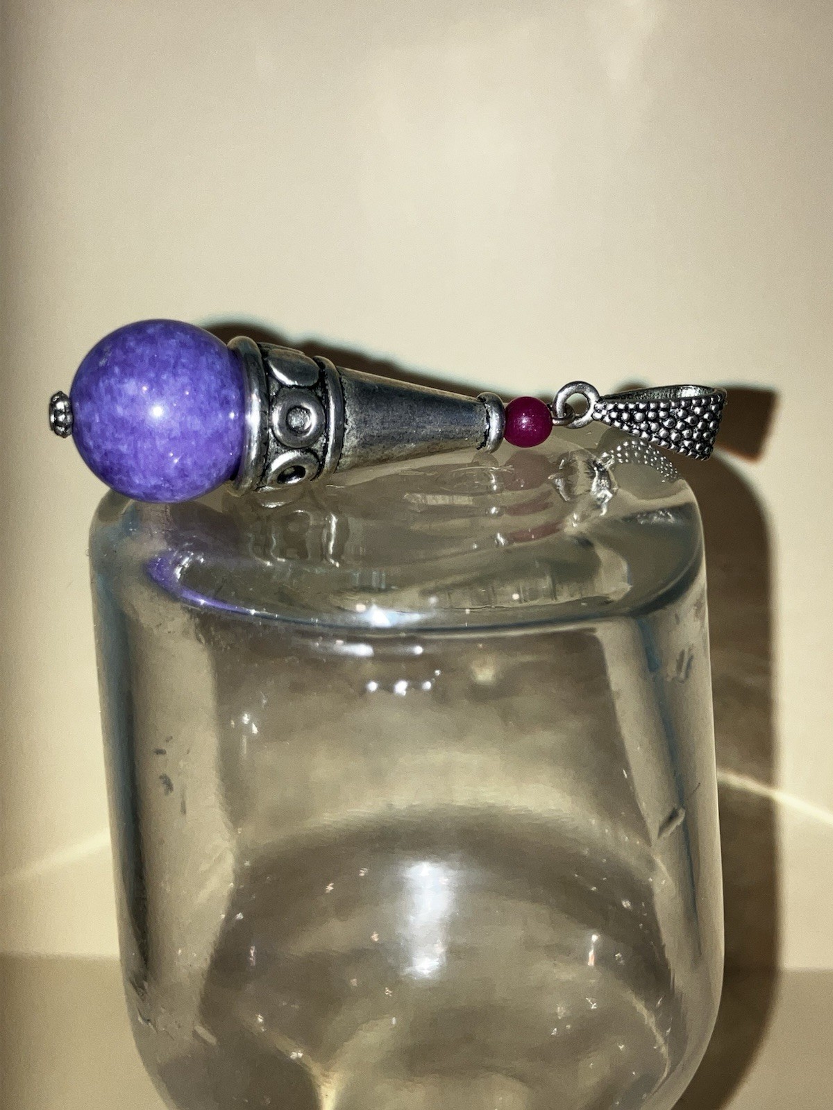 Amethyst Purple Beaded Necklace Pendant