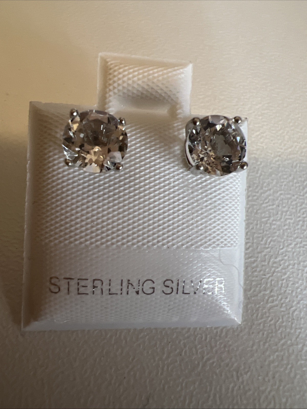 Sterling Silver White Topaz Post Back Earrings Beautiful!