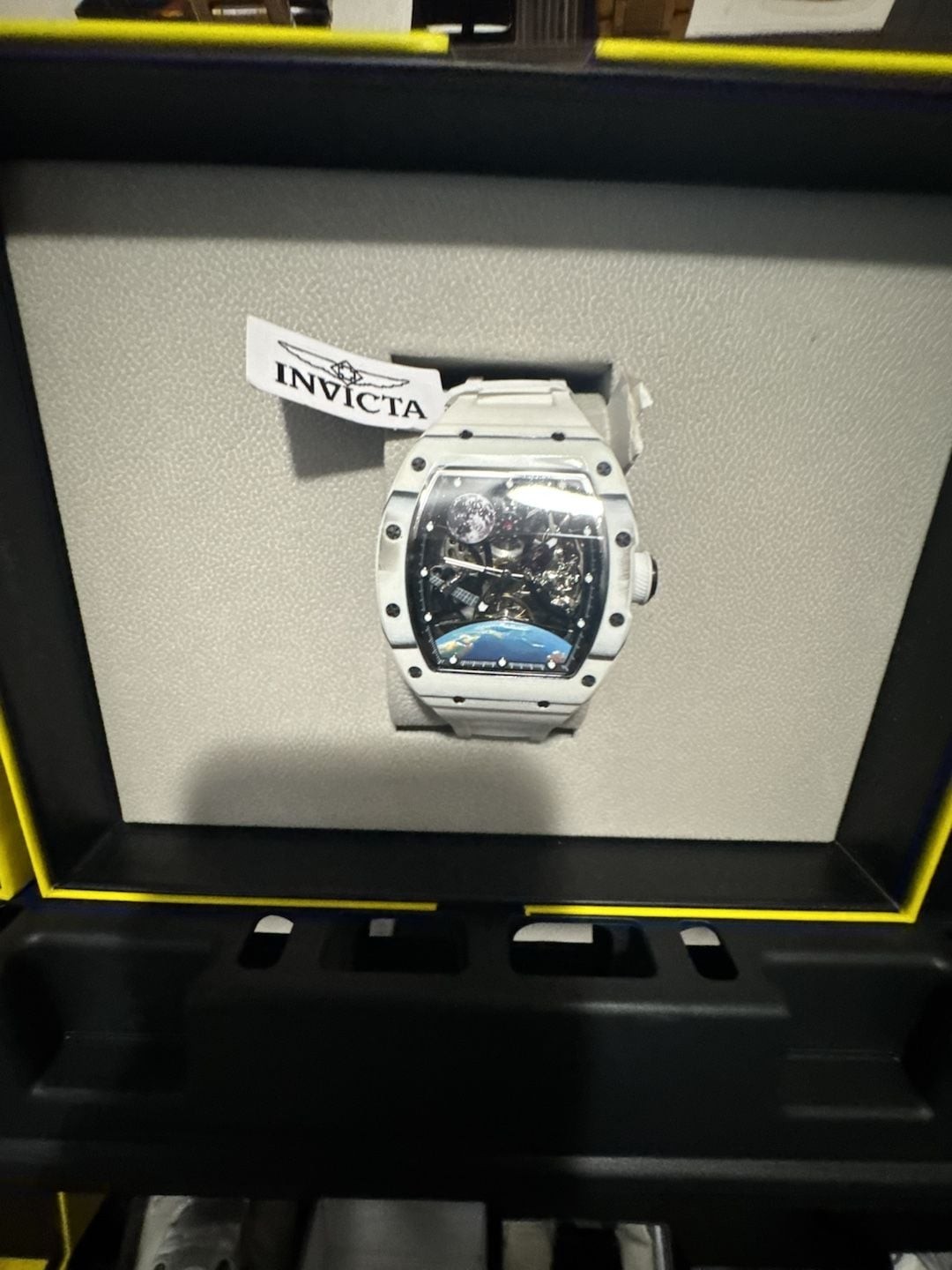 Invicta S1 Rally Men’s Automatic Spaceship Skeleton Watch with White Case