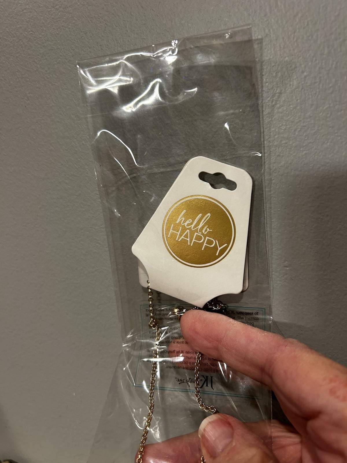 JK By Thirty One Hello Happy Love Necklace w/Rectangle Charm NEW 24″