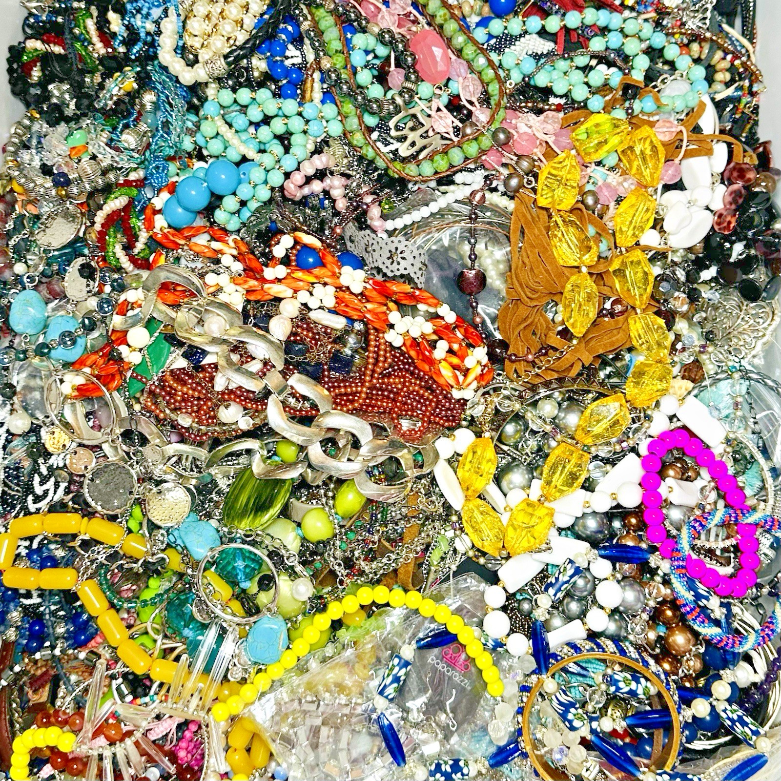 3+ Lbs Wear Vtg Now Mixed Media Mystery Jewelry Lot Grab Bag Surprise Necklaces