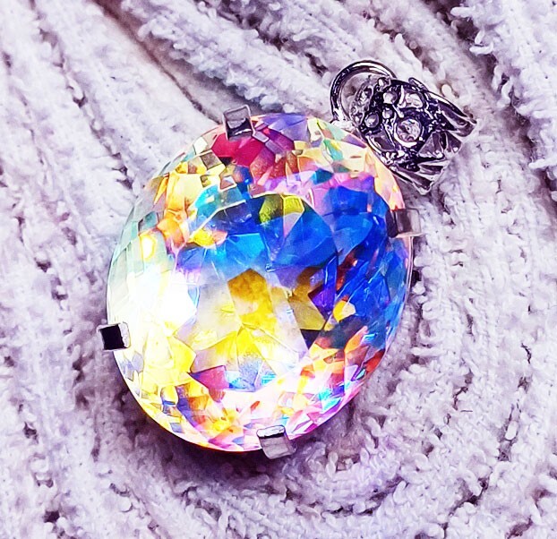 Mystic Quartz Multi-Color GS Solid Silver Pendant 80.85 Ct Certified Loose Gems