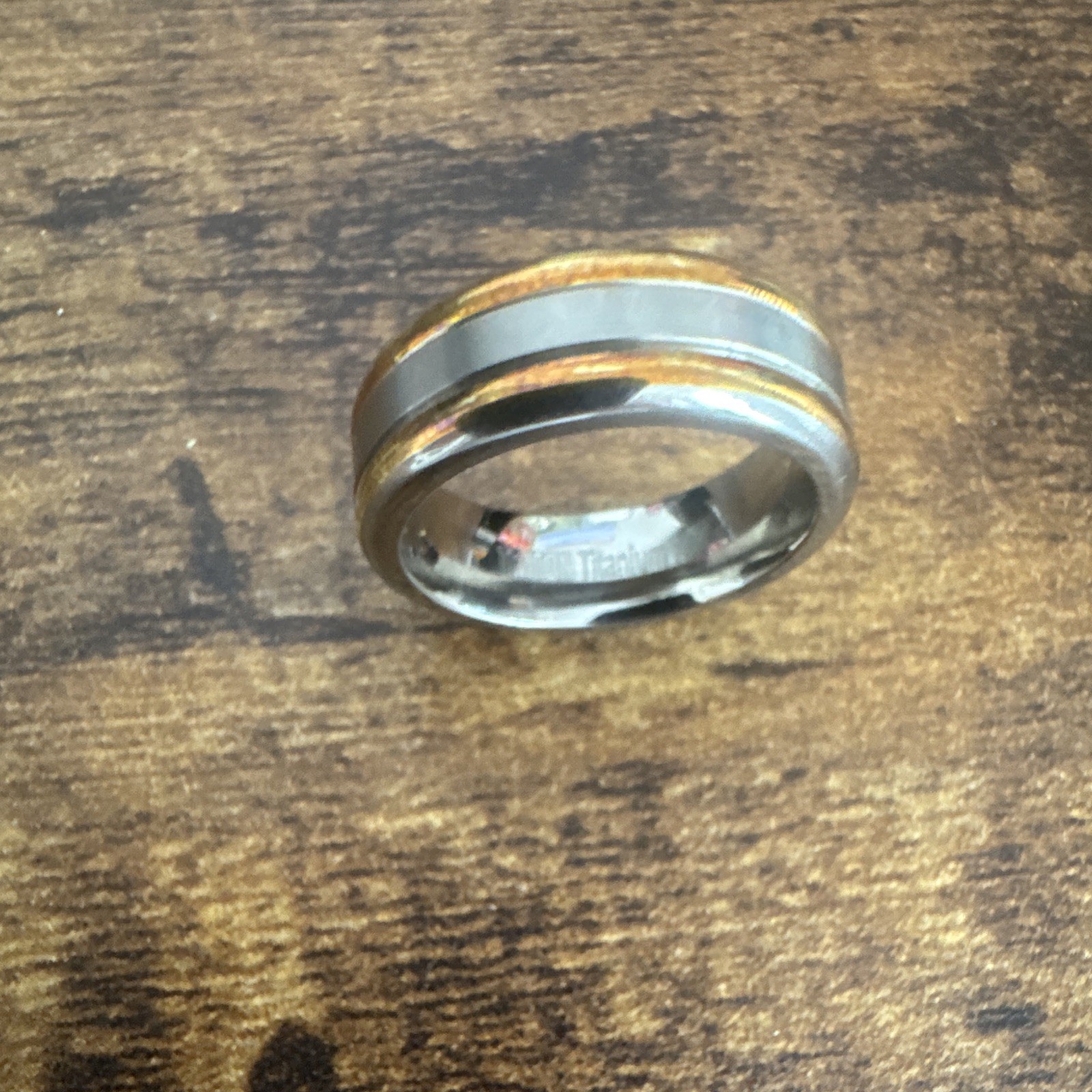 Triton 18K Two-Tone Silver & Gold Wedding/Anniversary Band Ring Size 8