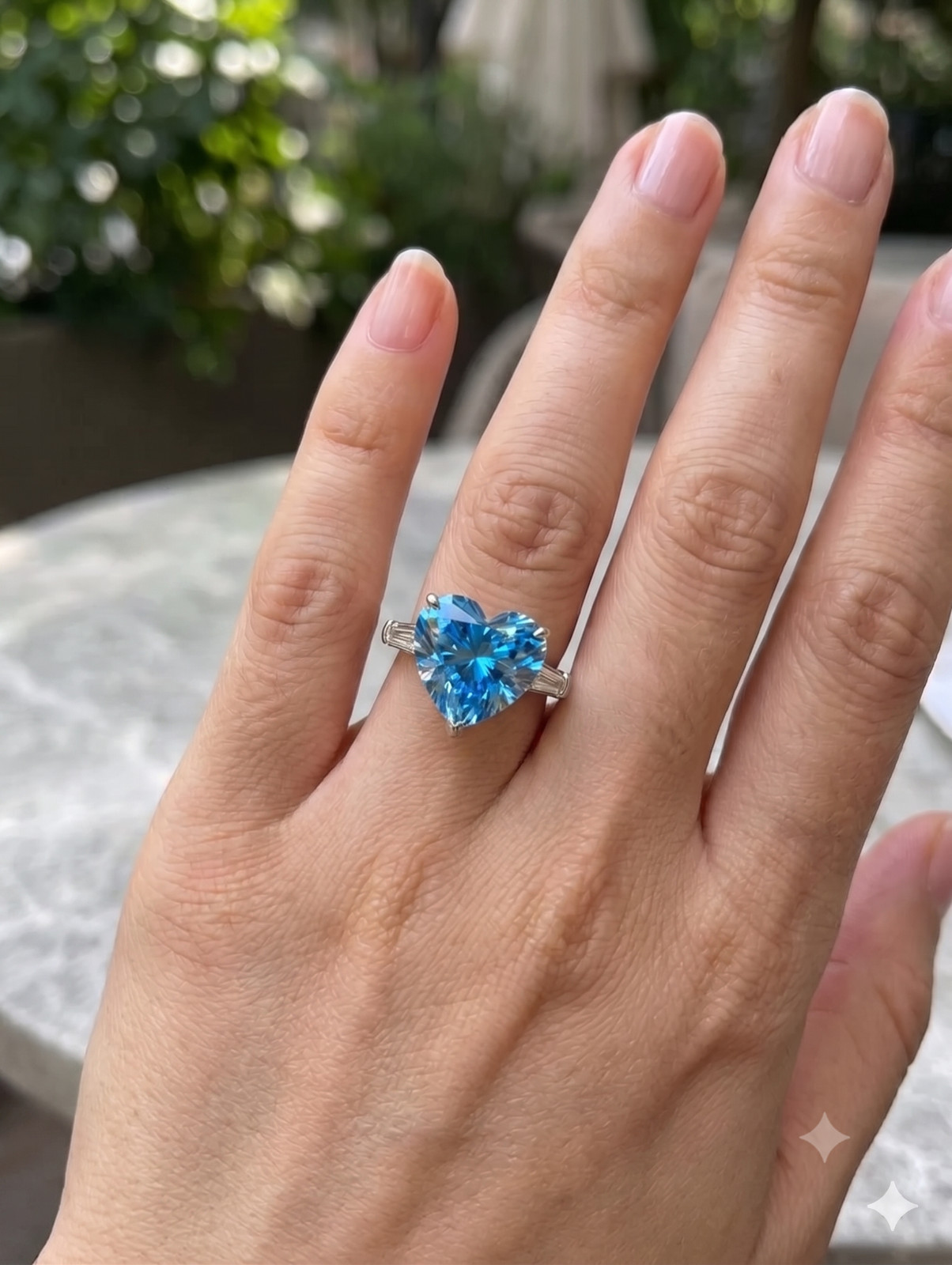 18K GOLD VERMEIL- 5 Ct Certified Blue Diamond Ring,FREE Diamond Studs