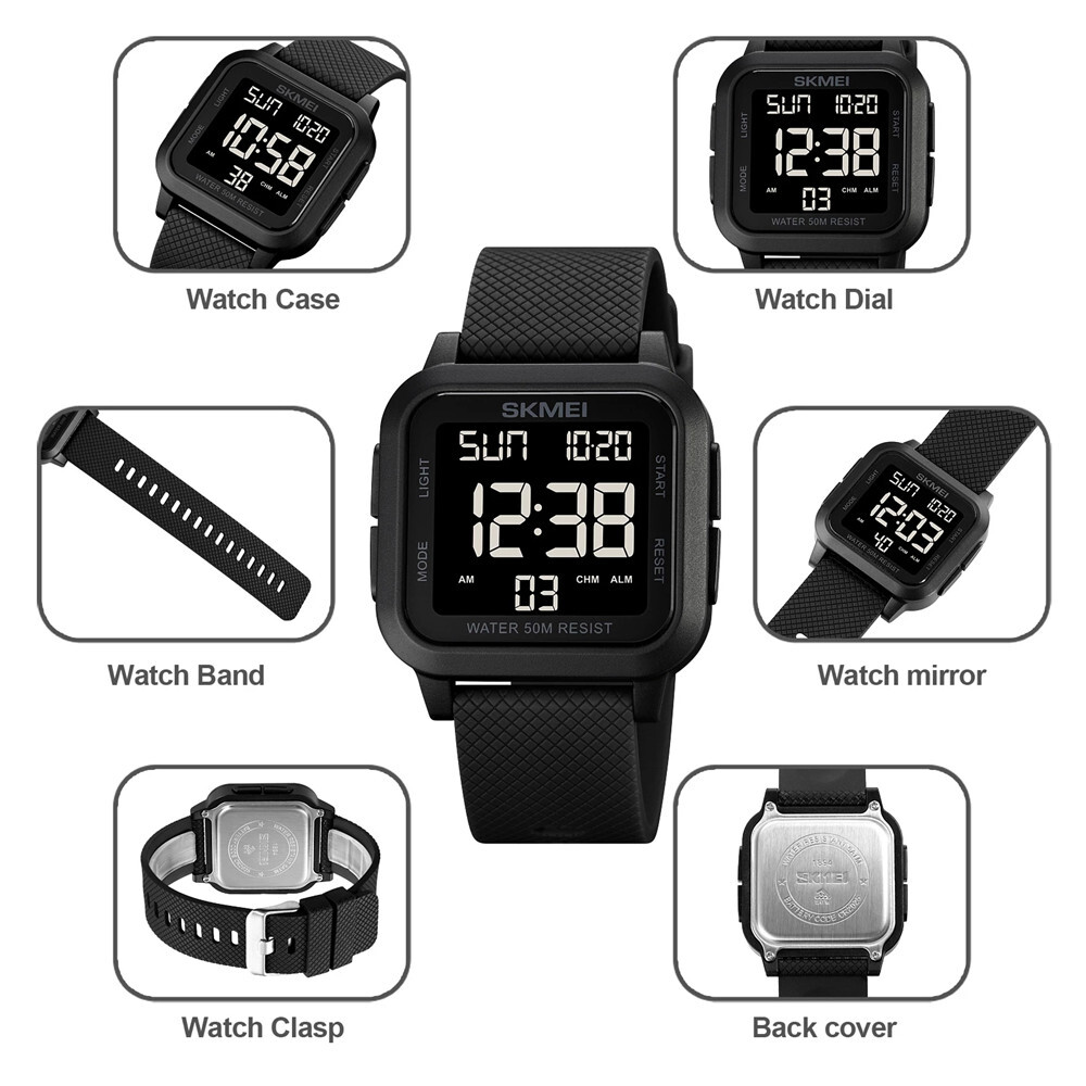 SKMEI Men Sport Watch Alarm Chrono Electronic Wristwatch Boys Girls Stopwatch
