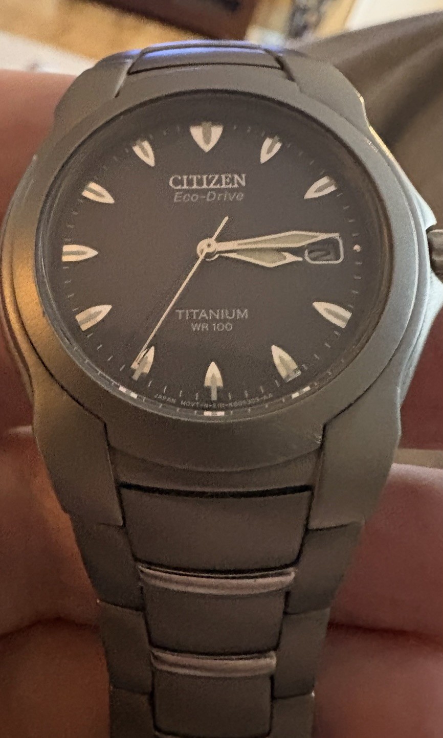 Mens Citizens Titanium Ecodrive E111 K008350 Blue Dial Date EUC No Scratches