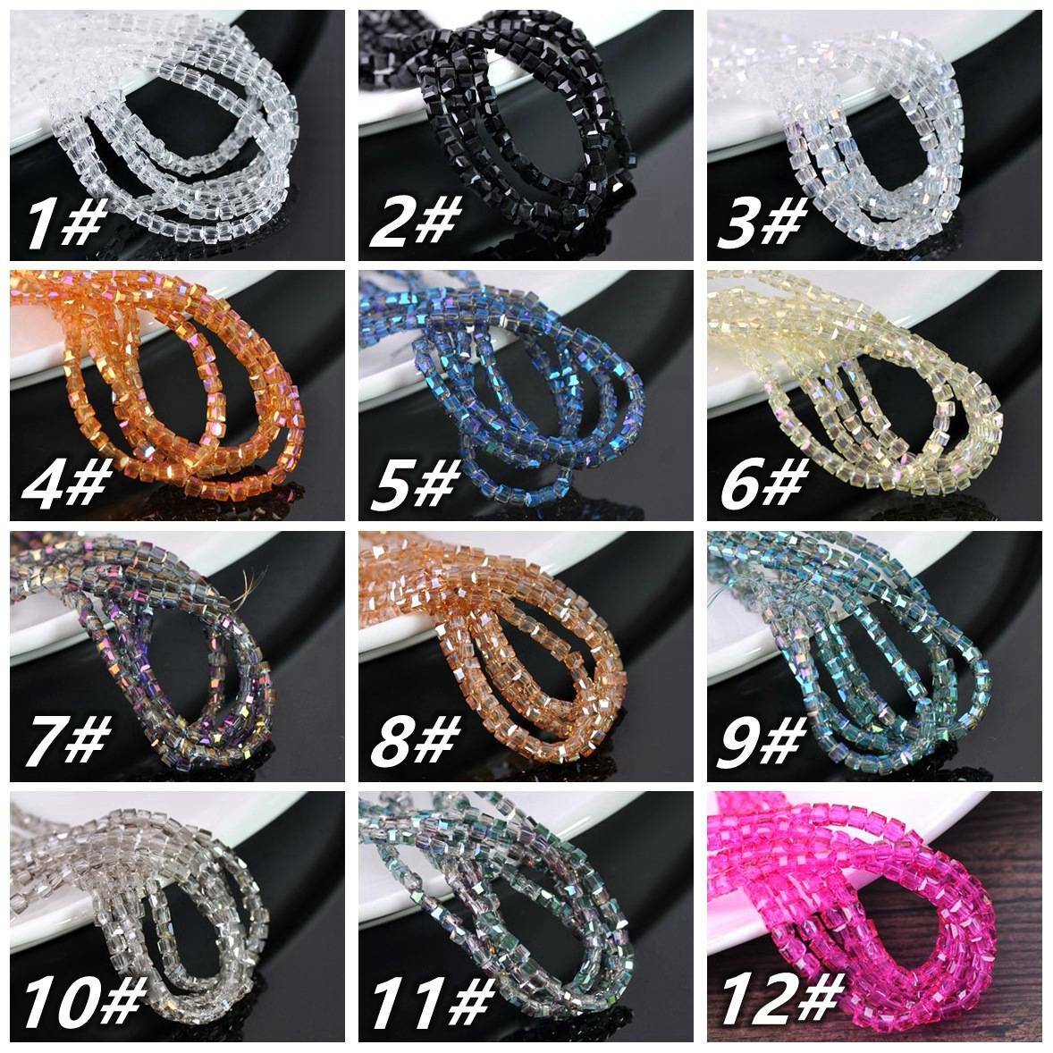100pcs 4mm Small Cube Square Faceted Crystal Glass Loose Crafts Spacer Beads lot