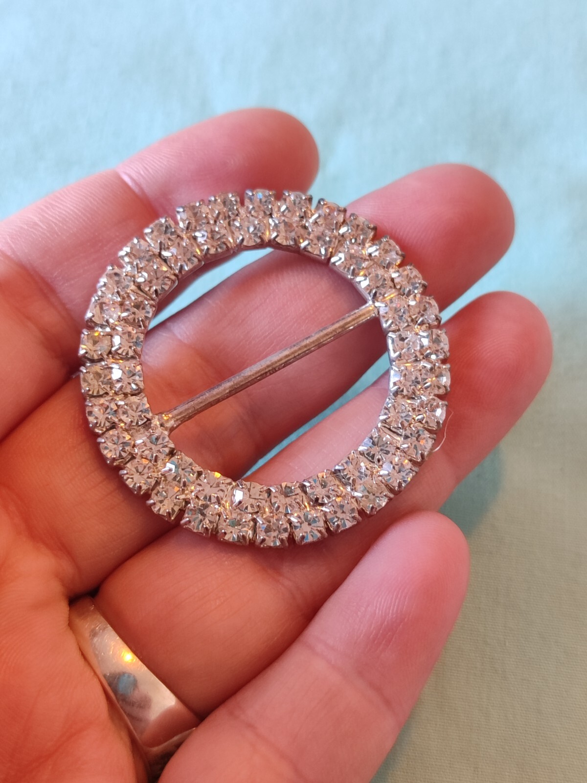 Vintage Single Sided Crystal Rhinestone Belt Or Scarf Slide Jewelry Crafting