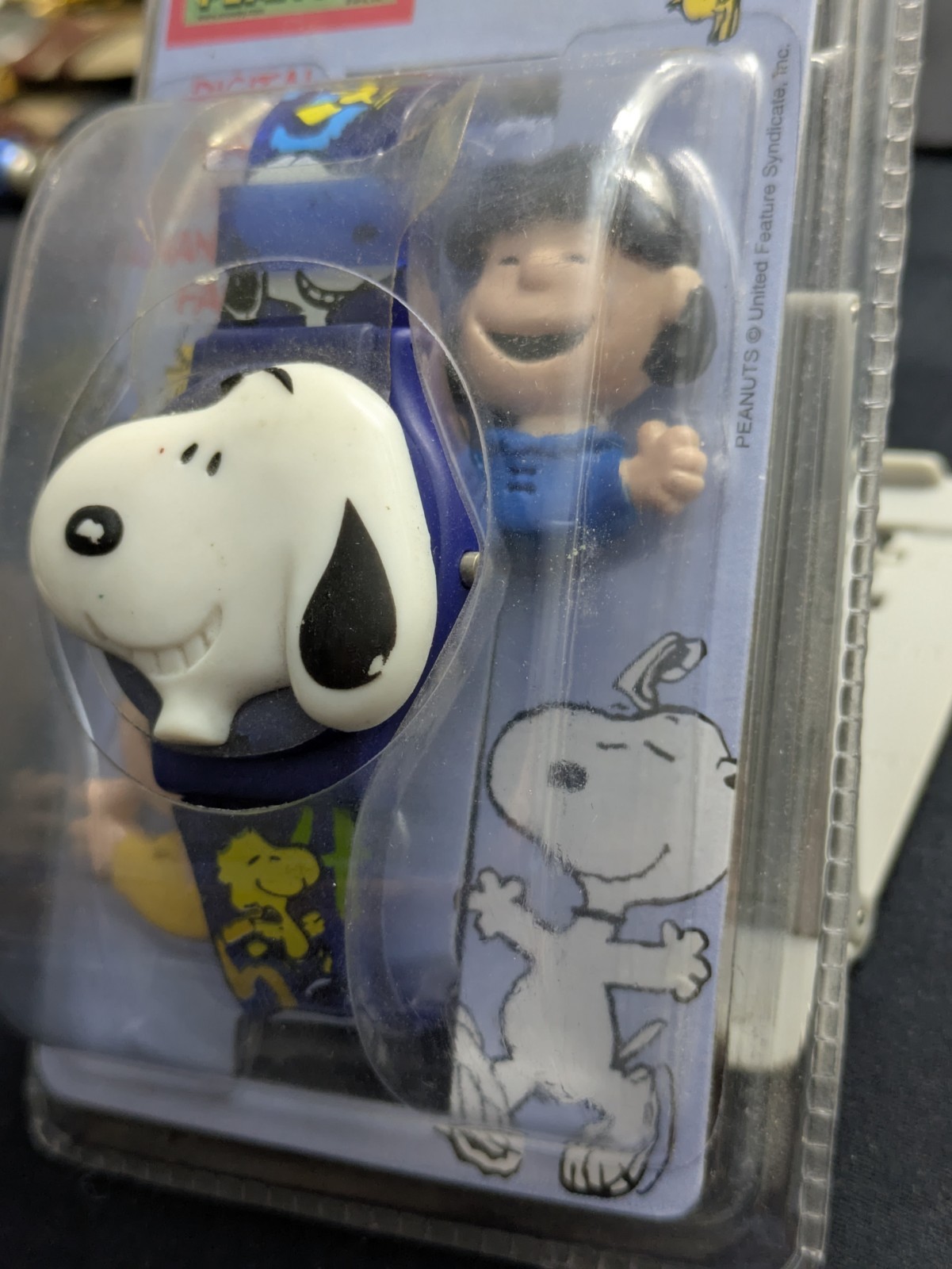 Vintage Peanuts Snoopy Digital Watch with Interchangeable Faces Blue EGC New