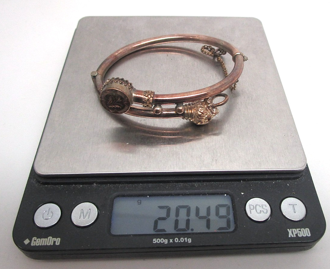 Victorian Etruscan Gold Filled Lion Head Bangle Near MINT