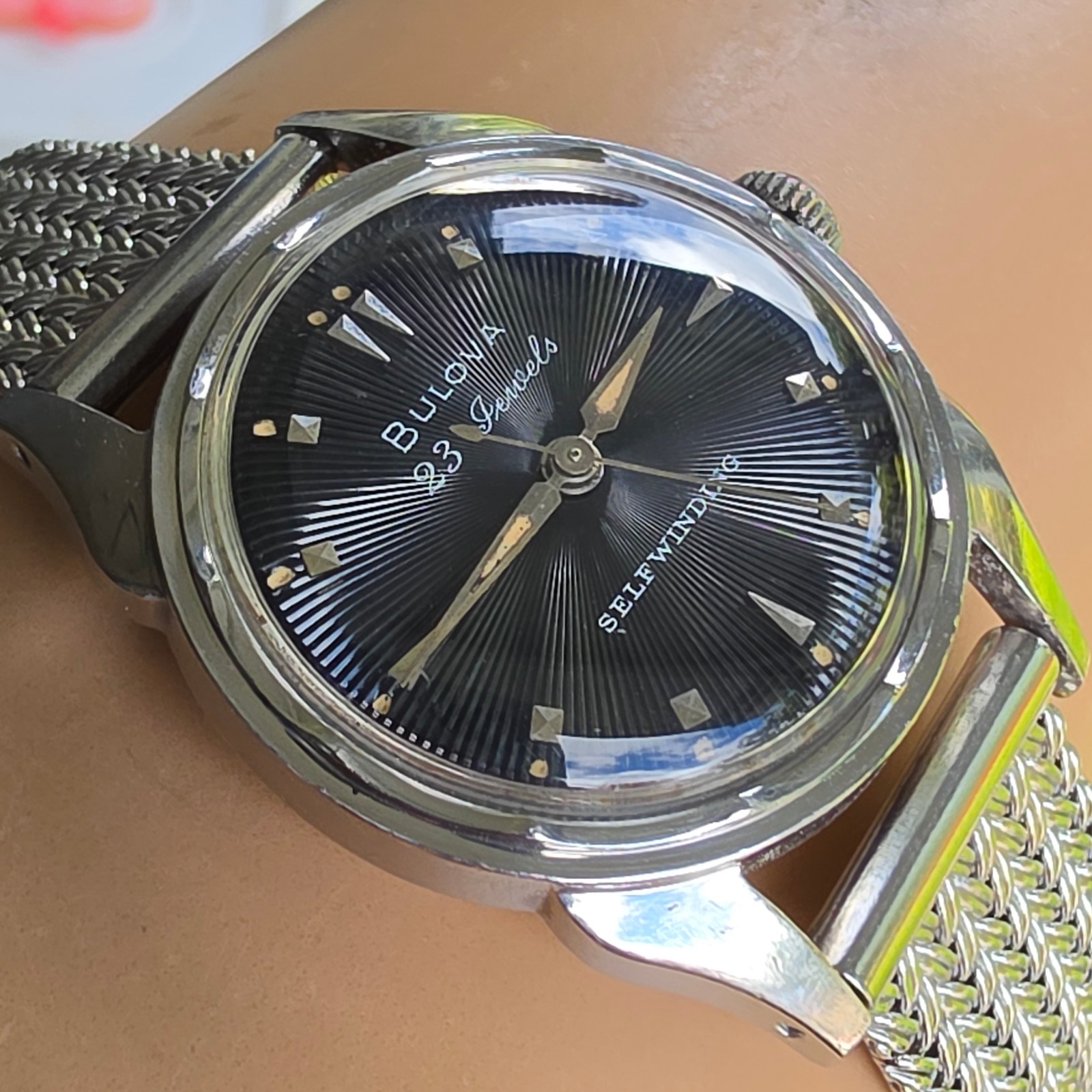 Vintage Bulova 23 “A” Men’s automatic watch sunburst dial 10BPAC USA 1950s