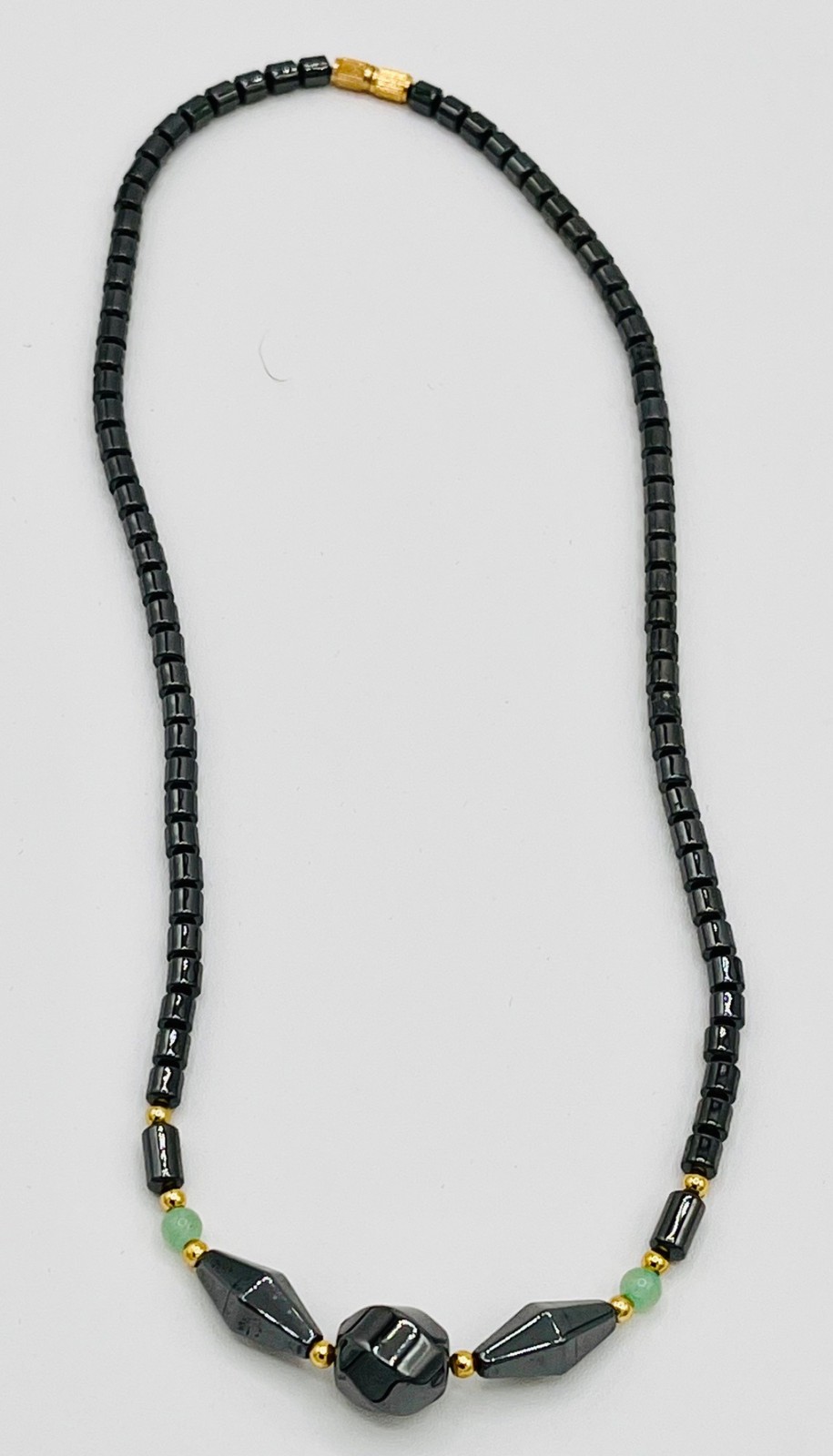 Healing Hematite and Jade Length Necklace | Artisanal | NEW