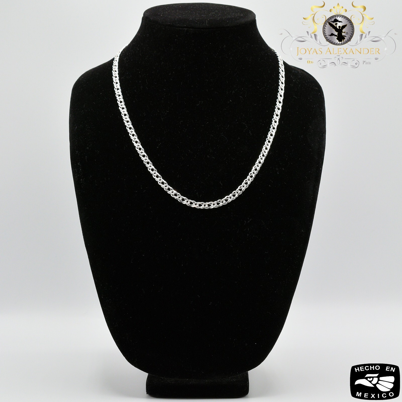 Rombo Chain Double Link Sterling Silver Chain Necklace Plata de Mexico