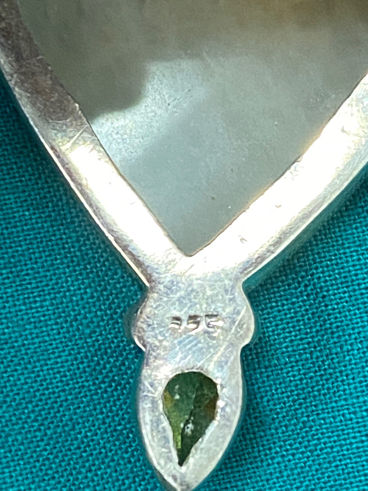 Large Sterling 925 Multi Stone Pendant Morganite Citrine Moonstone Artisan