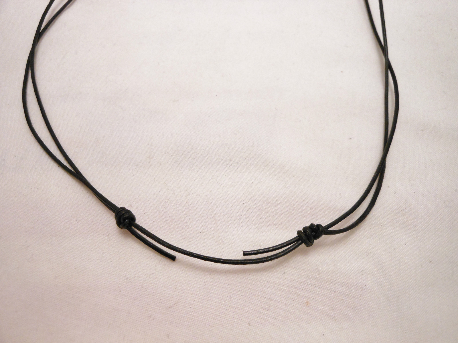 Black Leather Adjustable Unisex 1mm Cord Surfer Choker Necklace- Made in USA