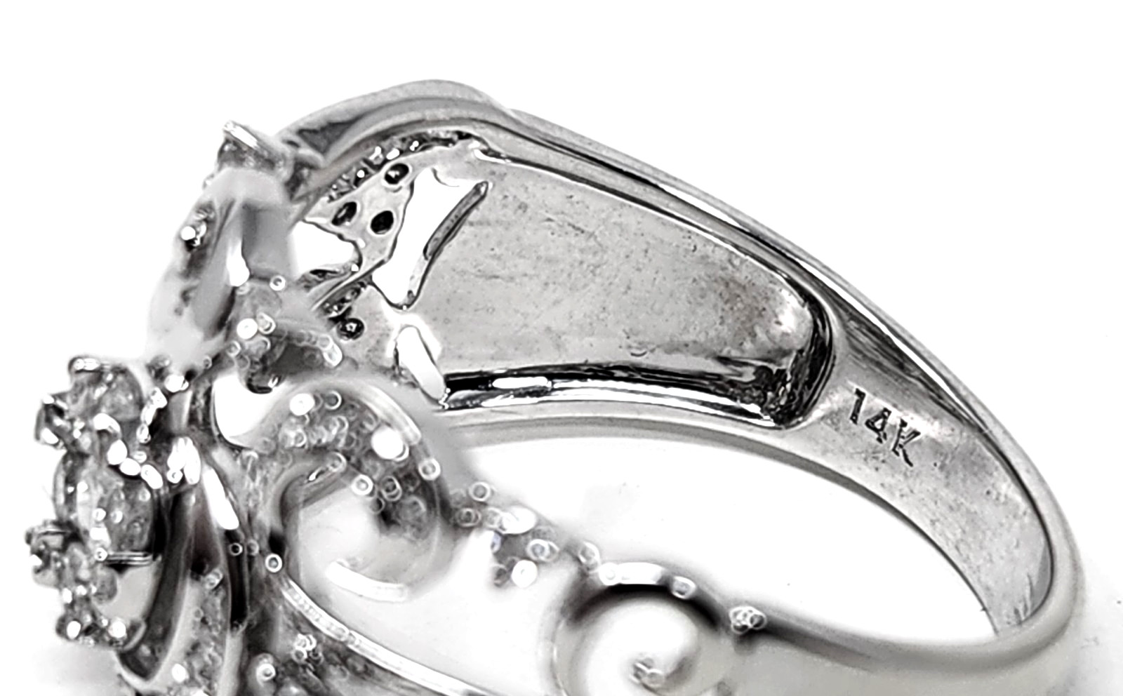 Effy Bouquet 14K White Gold Diamond Filigree Ring, ~0.53 TCW Size 7.5